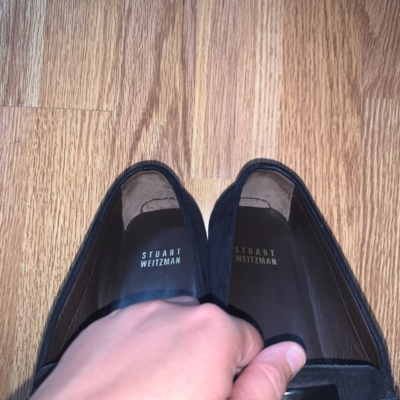 Stuart Weitzman Slip On Suede Loafers Dark Blue - Picture 5 of 7